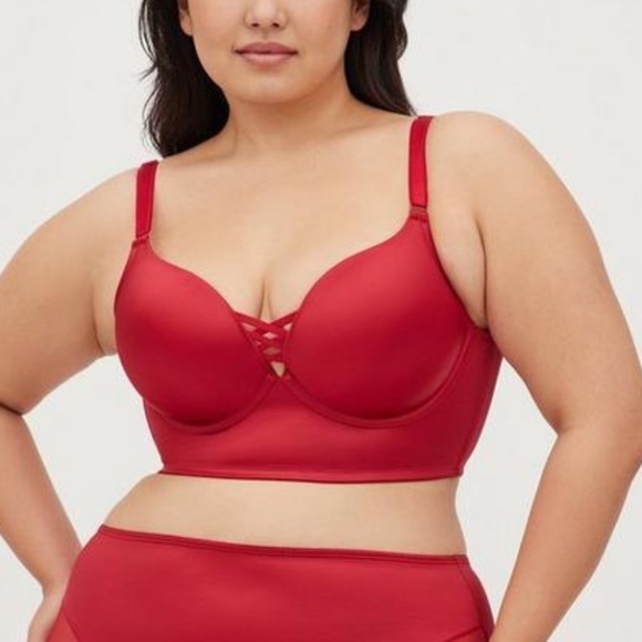 NWT Torrid Longline Xo Push Up Bra - Shine Red With 360° Back Smoothing™ - Picture 2 of 10